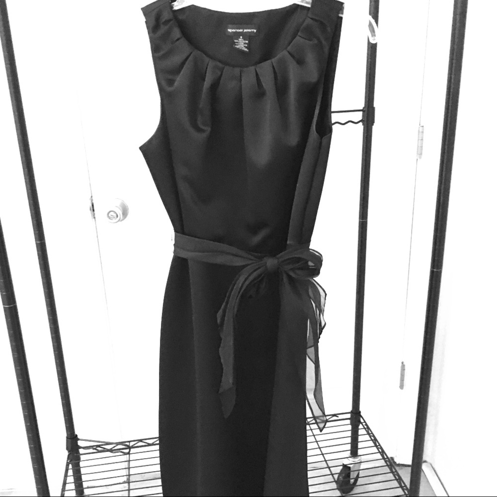 A-line black cocktail dress with sash